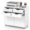 White MDF Mobile Filing Cabinet with Lockable Wheels and Storage Drawers